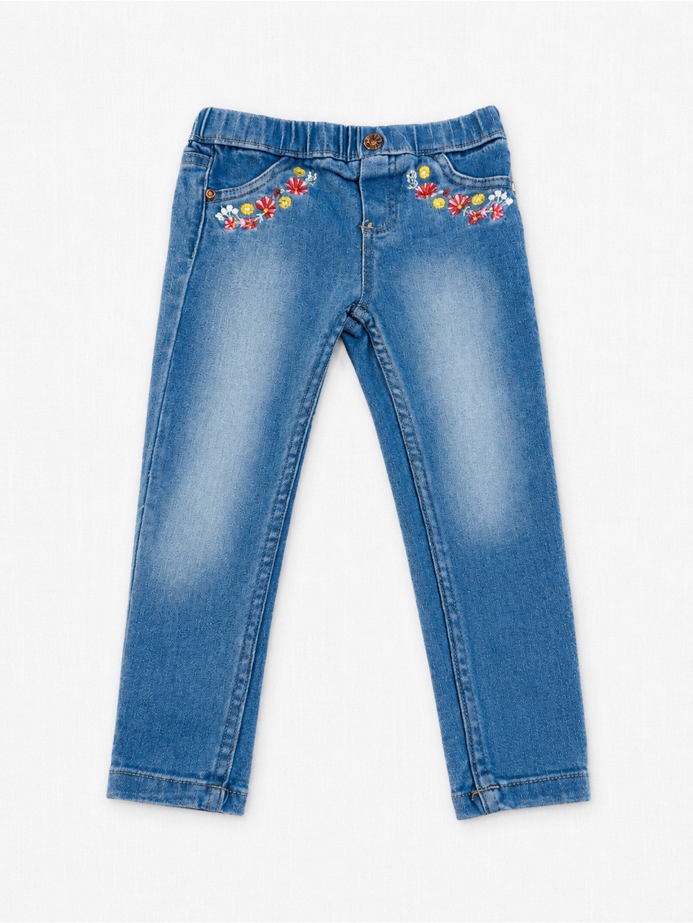 Vince Camuto Girls Blue Denim Jeans with Floral Embroidery